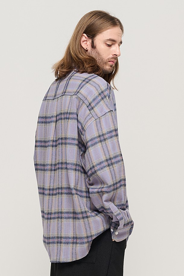 CARGOBROS - 긴팔셔츠 - CB FLANNEL OVER CHECK SHIRT (LAVENDER)