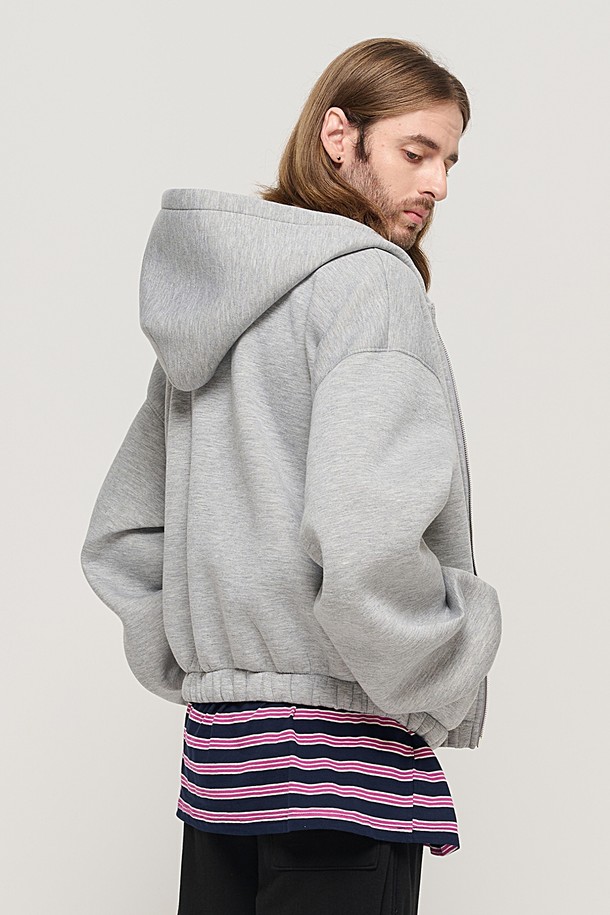 CARGOBROS - 후디 - WIDE BALLOON HOODED ZIP-UP (GRAY)