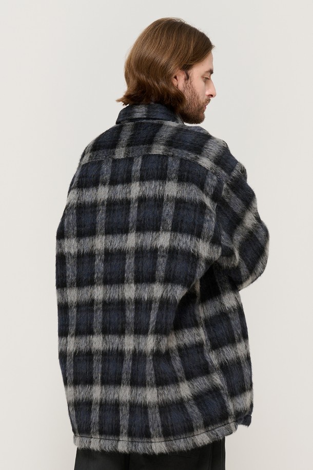 CARGOBROS - 블루종/점퍼 - OVERSIZED WOOL CHECK SHIRT JACKET (BLACK)