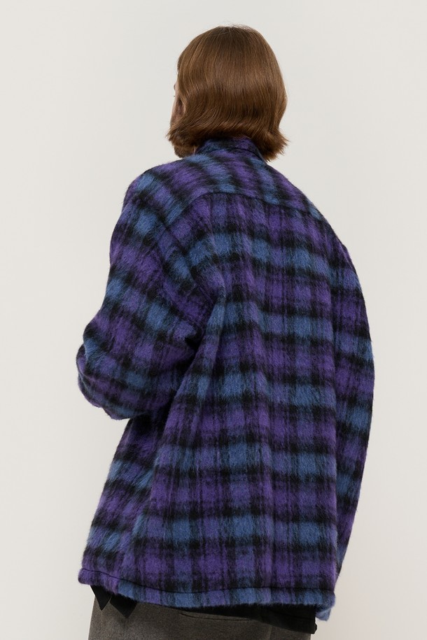 CARGOBROS - 블루종/점퍼 - OVERSIZED WOOL CHECK SHIRT JACKET (PURPLE)