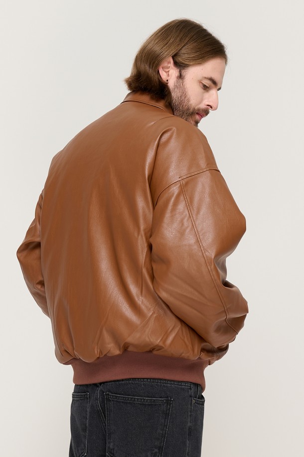 CARGOBROS - 블루종/점퍼 - LIKE ECO LEATHER JUMPER (BROWN)