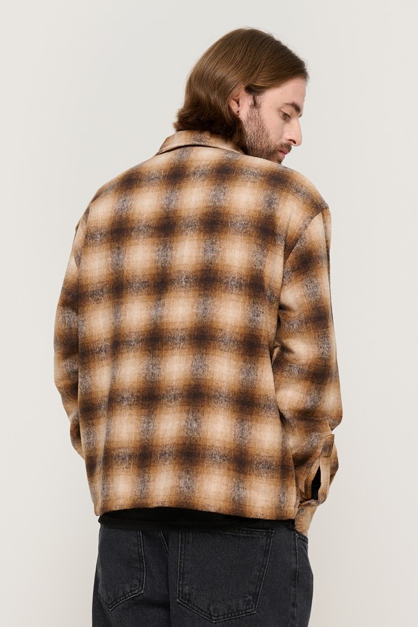 CARGOBROS - 긴팔셔츠 - WOOL PLAID 2-WAY  SHIRT (BROWN)