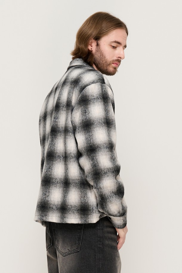 CARGOBROS - 긴팔셔츠 - WOOL PLAID 2-WAY  SHIRT (BLACK)