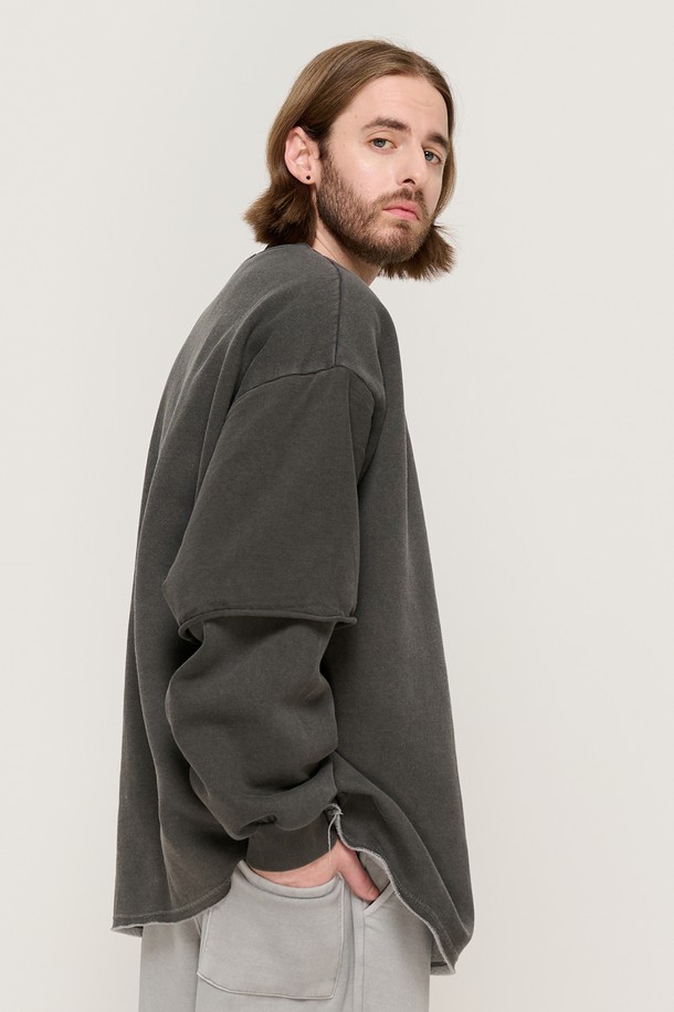 CARGOBROS - 스웨트셔츠 - PIGMENT WASHED LAYERED MTM (CHARCOAL)