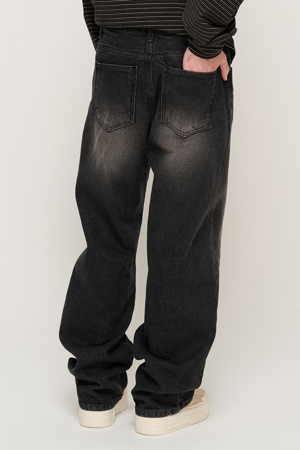 CARGOBROS - 데님 - VINTAGE WASHING SEMI-WIDE DENIM PANTS (BLACK)