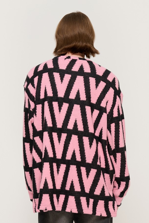 CARGOBROS - 스웨터 - DESIGN PATTERN COLORFUL KNIT (PINK)