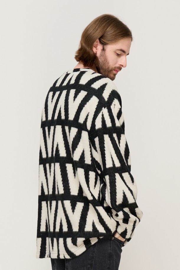 CARGOBROS - 스웨터 - DESIGN PATTERN COLORFUL KNIT (IVORY)