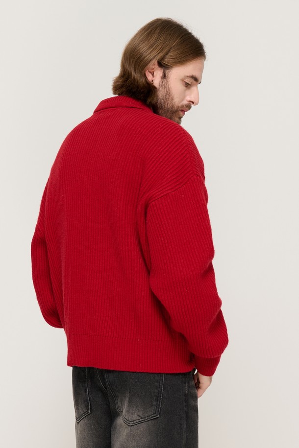 CARGOBROS - 가디건 - BUTTON POINT KNIT CARDIGAN (RED)