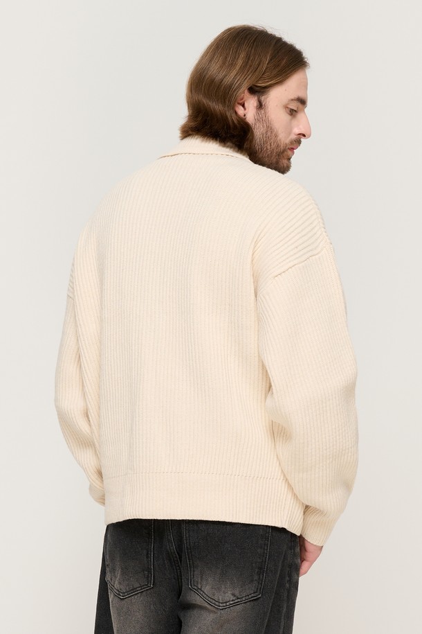 CARGOBROS - 가디건 - BUTTON POINT KNIT CARDIGAN (IVORY)