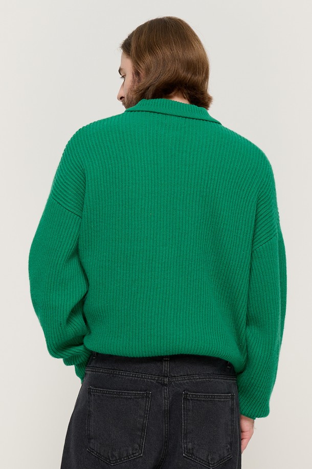 CARGOBROS - 가디건 - BUTTON POINT KNIT CARDIGAN (GREEN)