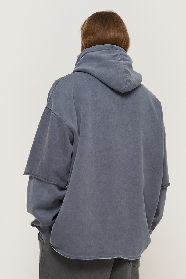 CARGOBROS - 후디 - PIGMENT WASHED LAYERED OVER HOOD (NAVY)