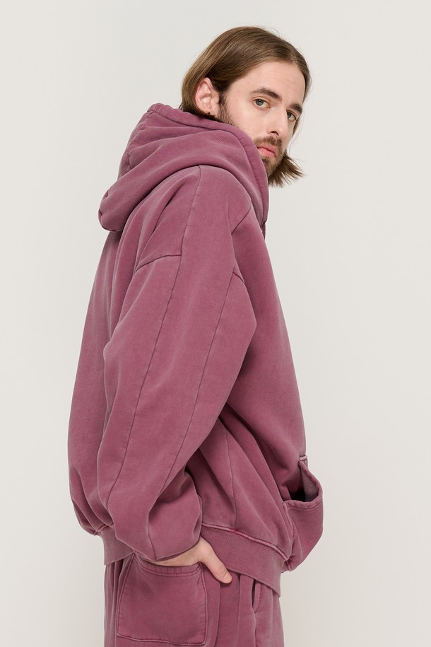 CARGOBROS - 후디 - PIGMENT DYING HOOD ZIP-UP (BURGUNDY)