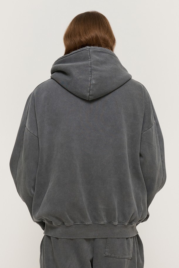 CARGOBROS - 후디 - PIGMENT DYING HOOD ZIP-UP (CHARCOAL)