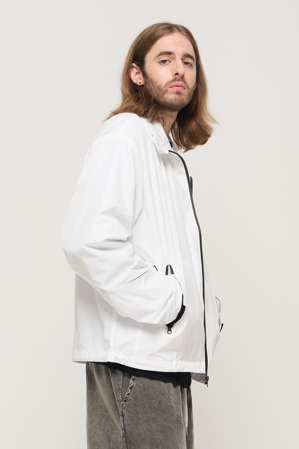 CARGOBROS - 블루종/점퍼 - WATERPROOF ZIPPER POINT WIND BREAKER (WHITE)