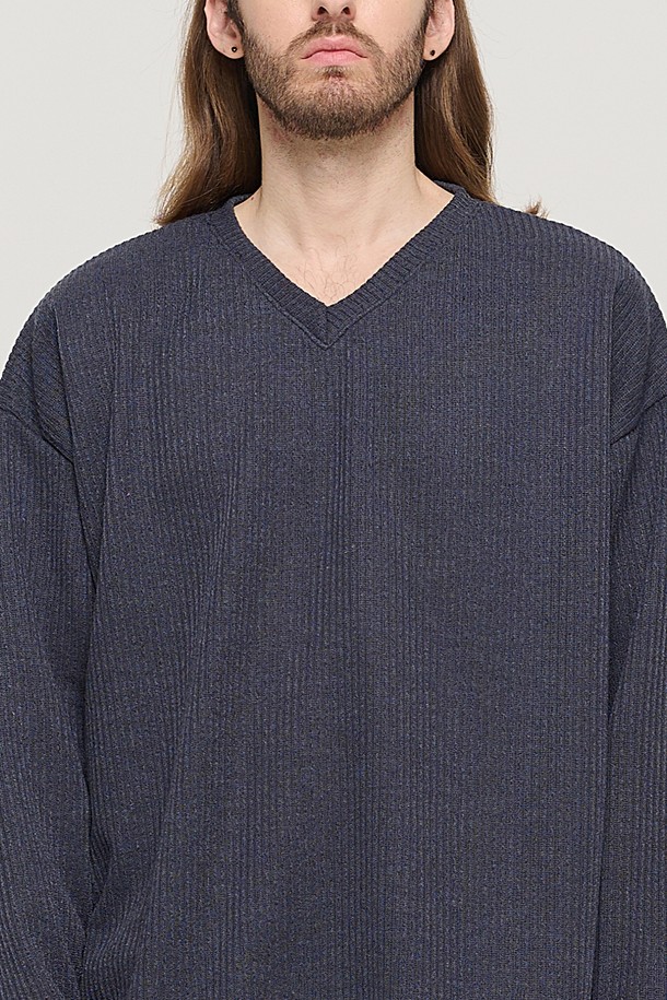 CARGOBROS - 스웨터 - CB V-NECK OVER KNIT (CHARCHOL)