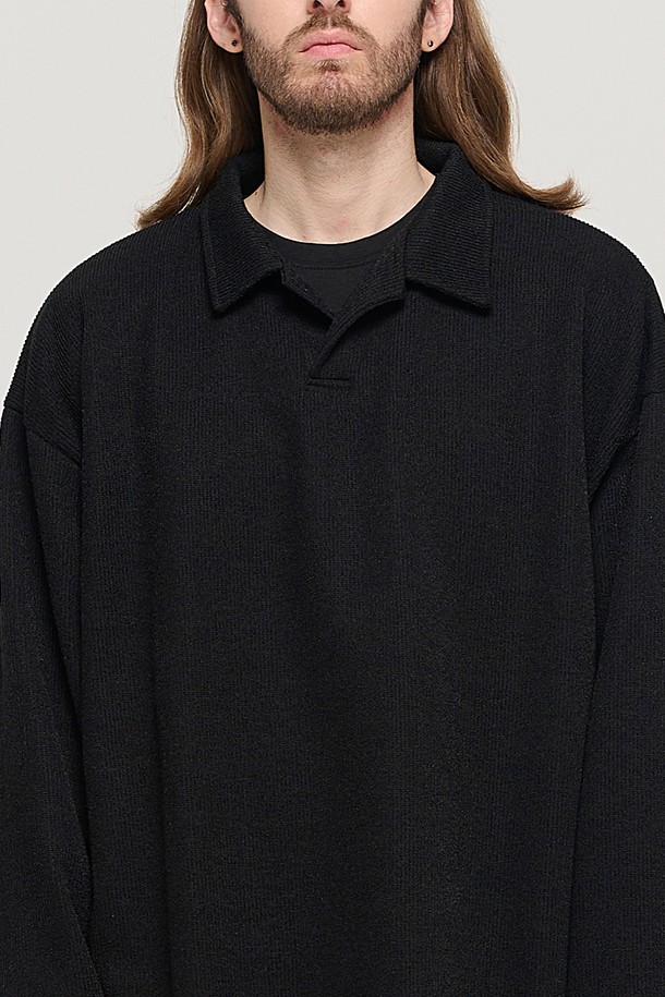 CARGOBROS - 스웨터 - CB COLLAR OVER KNIT (BLACK)