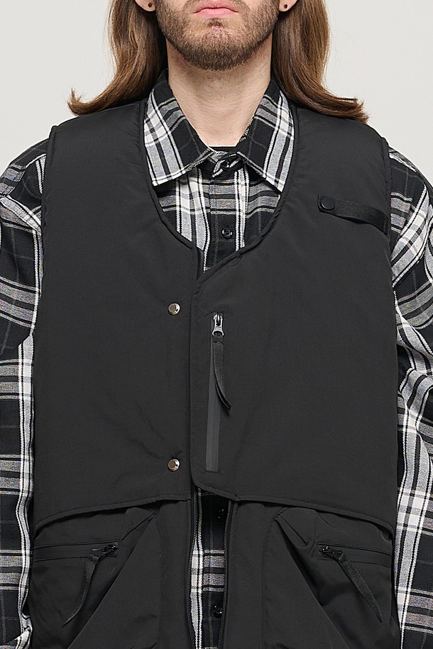 CARGOBROS - 베스트 - CB QUILTING MUTI POCKET PADDING VEST (BLACK)