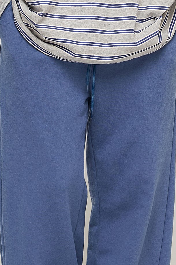 CARGOBROS - 캐주얼팬츠 - SIDE PINTUCK STANDARD SEMI-WIDE STRING PANTS (BLUE)