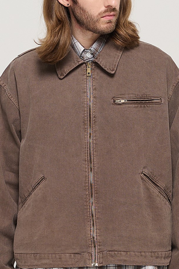 CARGOBROS - 블루종/점퍼 - VINTAGE PIGMENT WORK TRUCKER JACKET (BROWN)