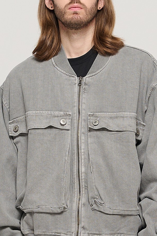 CARGOBROS - 블루종/점퍼 - VINTAGE PIGMENT POCKET POINT WORK JACKET (GRAY)