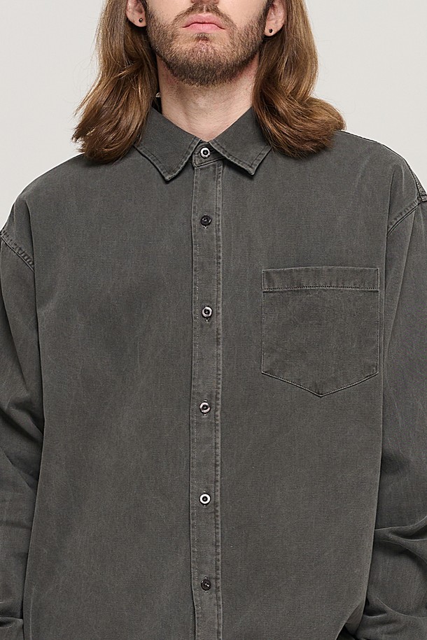 CARGOBROS - 긴팔셔츠 - PIGMENT WASHED WORK SHIRT (CHARCHOL)