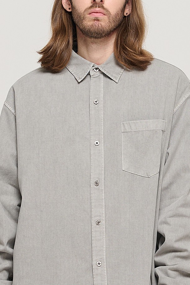 CARGOBROS - 긴팔셔츠 - PIGMENT WASHED WORK SHIRT (GRAY)