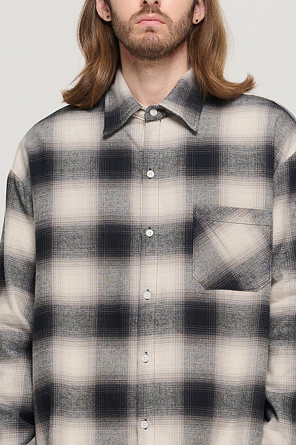 CARGOBROS - 긴팔셔츠 - OMBRE FLANNEL CHECK SHIRT (BLACK)