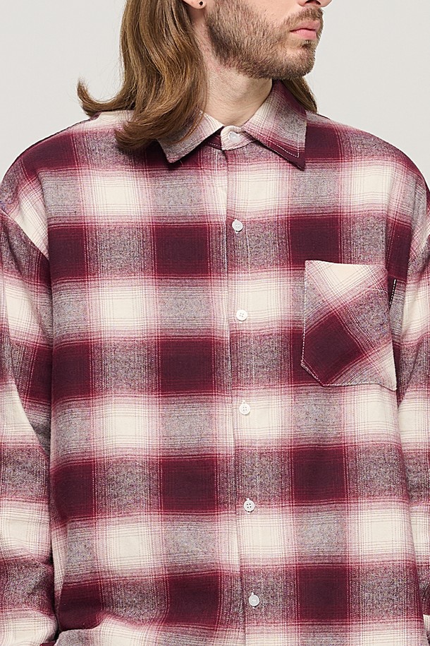 CARGOBROS - 긴팔셔츠 - OMBRE FLANNEL CHECK SHIRT (RED)