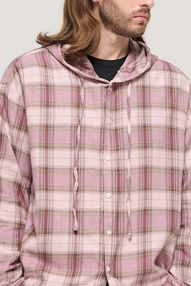 CARGOBROS - 긴팔셔츠 - VINTAGE HOOD TARTAN CHECK SHIRT (PINK)