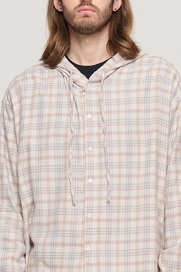 CARGOBROS - 긴팔셔츠 - VINTAGE HOOD TARTAN CHECK SHIRT (IVORY)