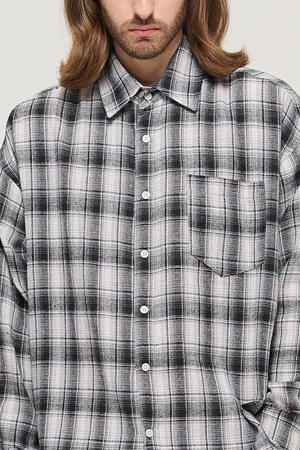 CARGOBROS - 긴팔셔츠 - GRANG OVERSIZED CHECK SHIRT (BLACK)