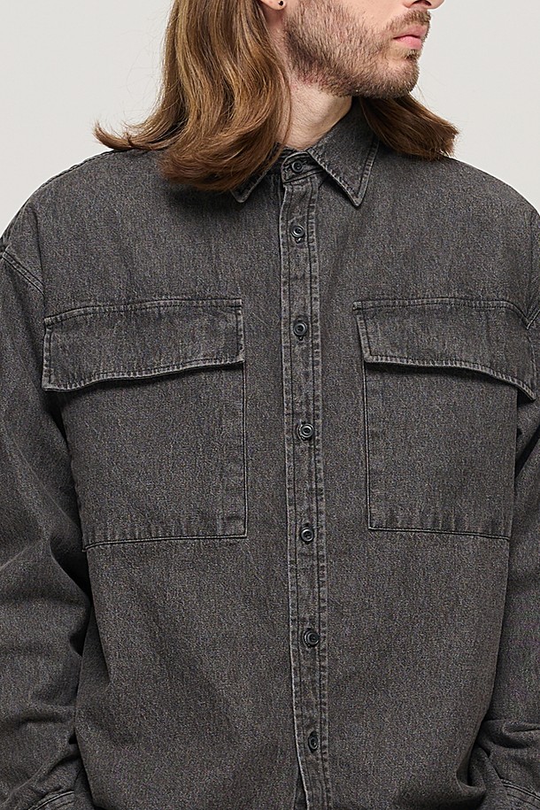 CARGOBROS - 긴팔셔츠 - TWO POCKET DENIM OVER SHIRT (BLACK)