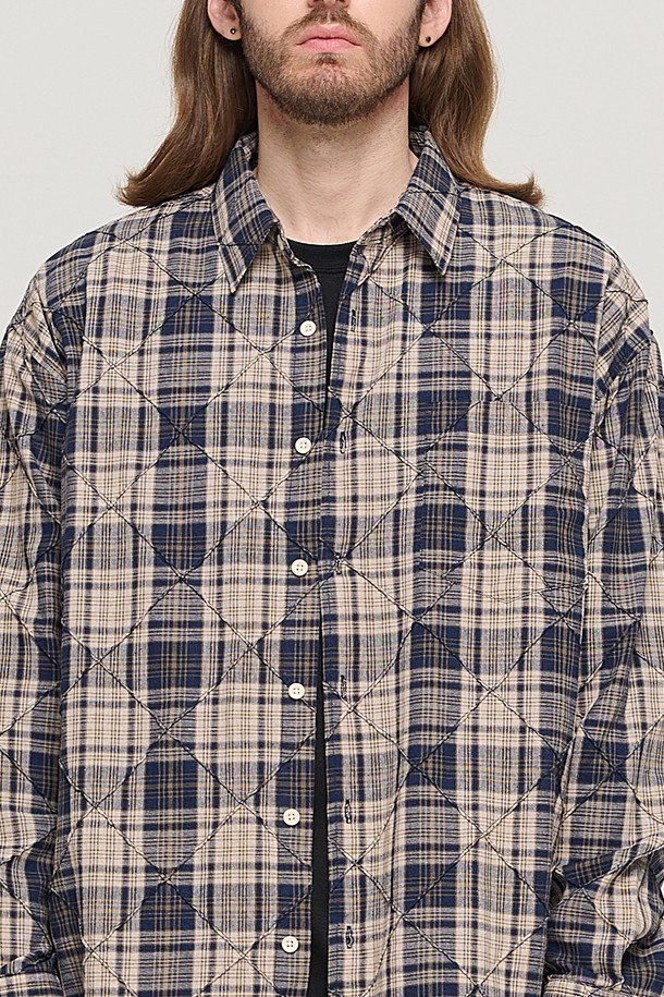 CARGOBROS - 긴팔셔츠 - SLIM QUILTING POINT CHECK SHIRT (NAVY)