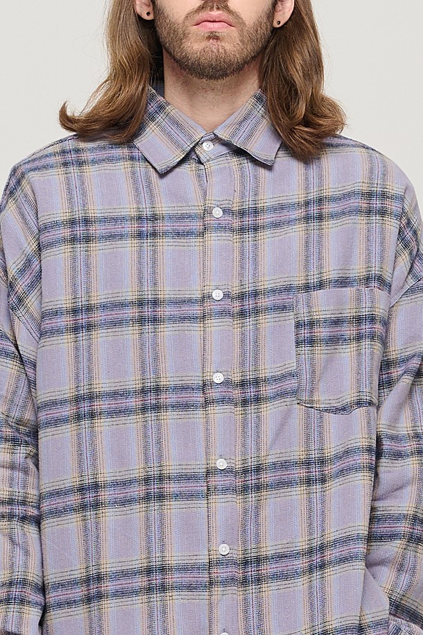 CARGOBROS - 긴팔셔츠 - CB FLANNEL OVER CHECK SHIRT (LAVENDER)