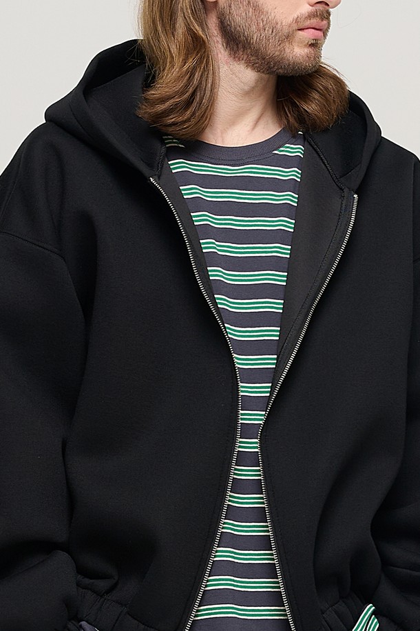 CARGOBROS - 후디 - WIDE BALLOON HOODED ZIP-UP (BLACK)