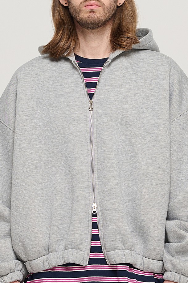 CARGOBROS - 후디 - WIDE BALLOON HOODED ZIP-UP (GRAY)