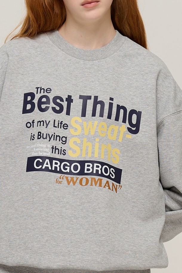 CARGOBROS FOR WOMAN - 긴소매 티셔츠 - 더베스트 캐주얼 맨투맨 스웨트 셔츠 (그레이)