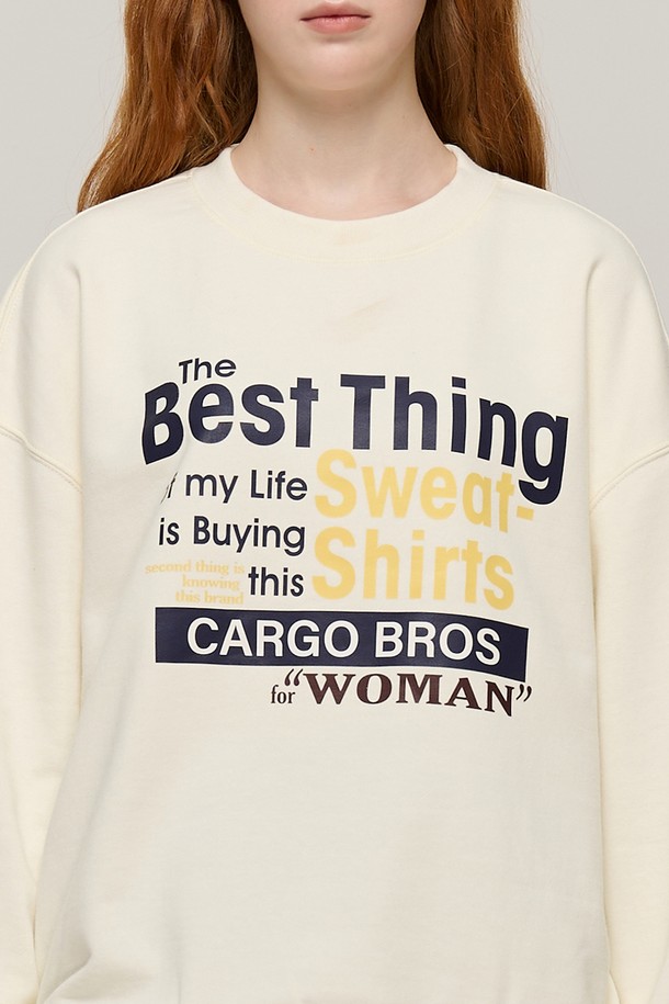 CARGOBROS FOR WOMAN - 긴소매 티셔츠 - 더베스트 캐주얼 맨투맨 스웨트 셔츠 (크림)