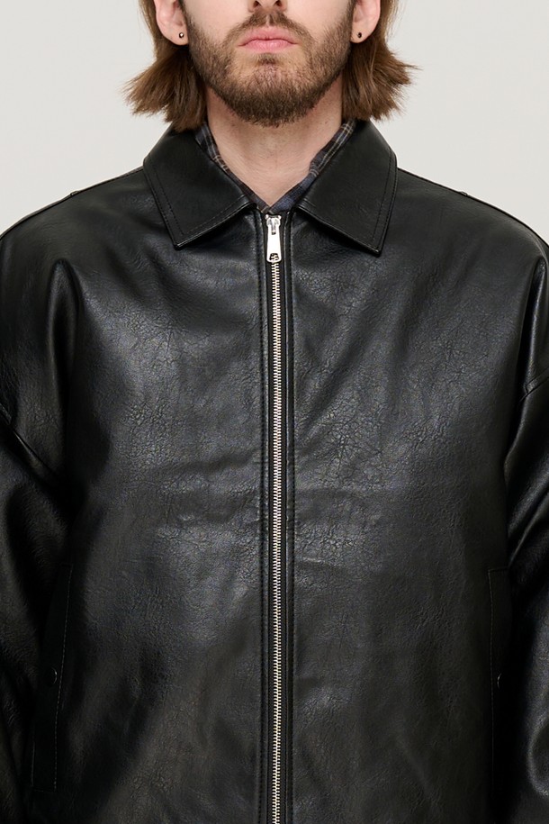 CARGOBROS - 블루종/점퍼 - LIKE ECO LEATHER JUMPER (BLACK)