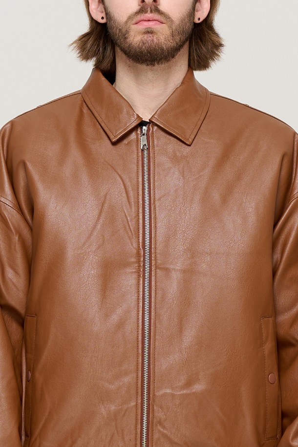 CARGOBROS - 블루종/점퍼 - LIKE ECO LEATHER JUMPER (BROWN)