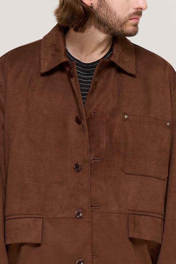 CARGOBROS - 블루종/점퍼 - SUEDE SEMI HALF JACKET (BROWN)