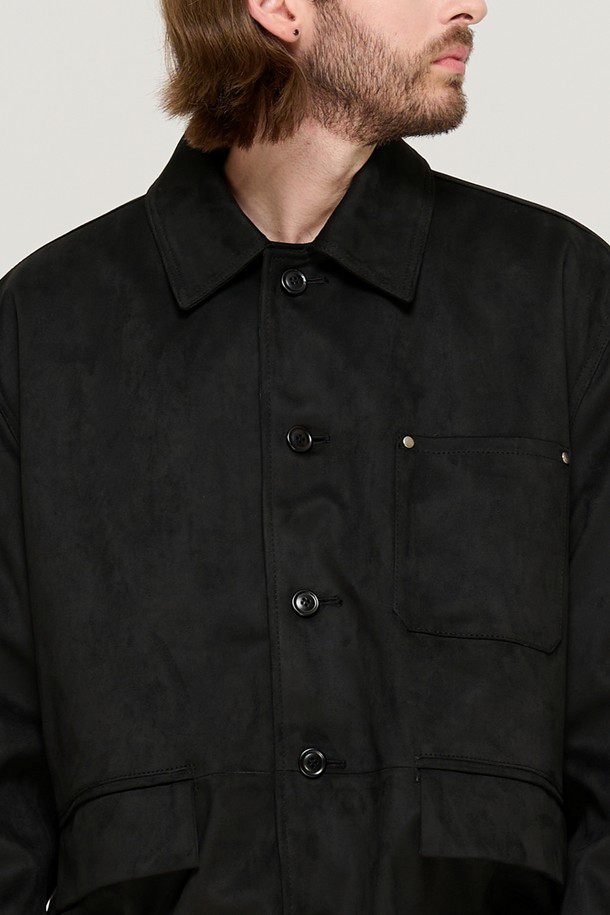 CARGOBROS - 블루종/점퍼 - SUEDE SEMI HALF JACKET (BLACK)