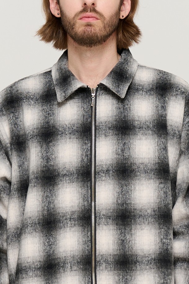 CARGOBROS - 긴팔셔츠 - WOOL PLAID 2-WAY  SHIRT (BLACK)