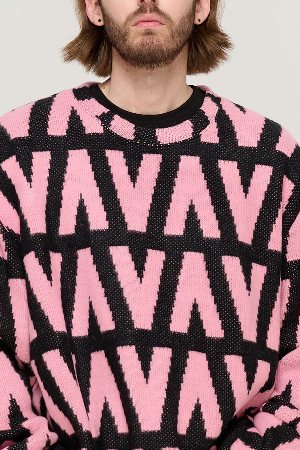 CARGOBROS - 스웨터 - DESIGN PATTERN COLORFUL KNIT (PINK)