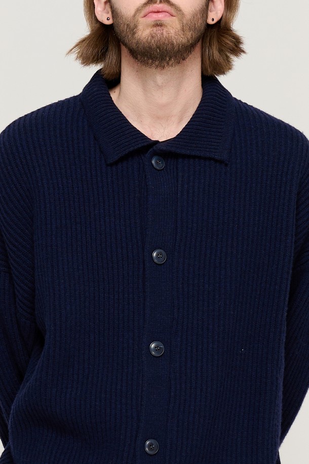 CARGOBROS - 가디건 - BUTTON POINT KNIT CARDIGAN (NAVY)