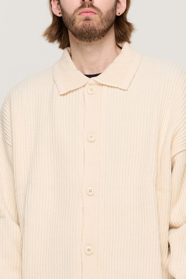 CARGOBROS - 가디건 - BUTTON POINT KNIT CARDIGAN (IVORY)