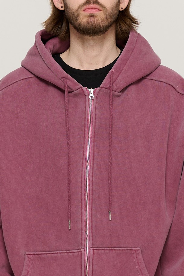 CARGOBROS - 후디 - PIGMENT DYING HOOD ZIP-UP (BURGUNDY)