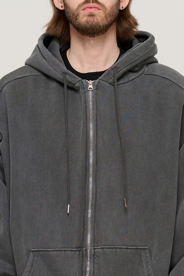 CARGOBROS - 후디 - PIGMENT DYING HOOD ZIP-UP (CHARCOAL)