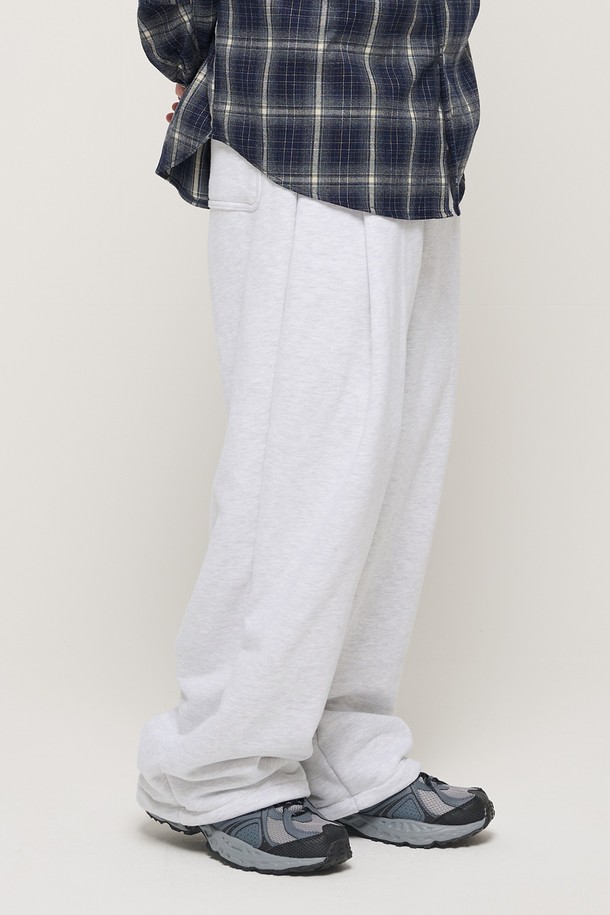 CARGOBROS - 캐주얼팬츠 - PIN TUCK WIDE BAND STRING PANTS (LIGHT GARY)