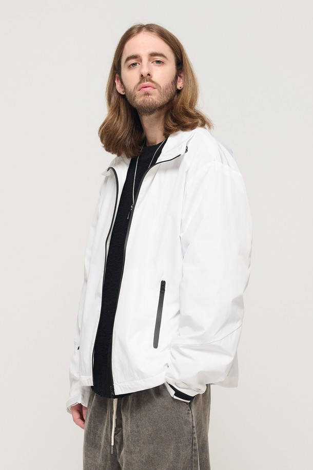 CARGOBROS - 블루종/점퍼 - WATERPROOF ZIPPER POINT WIND BREAKER (WHITE)